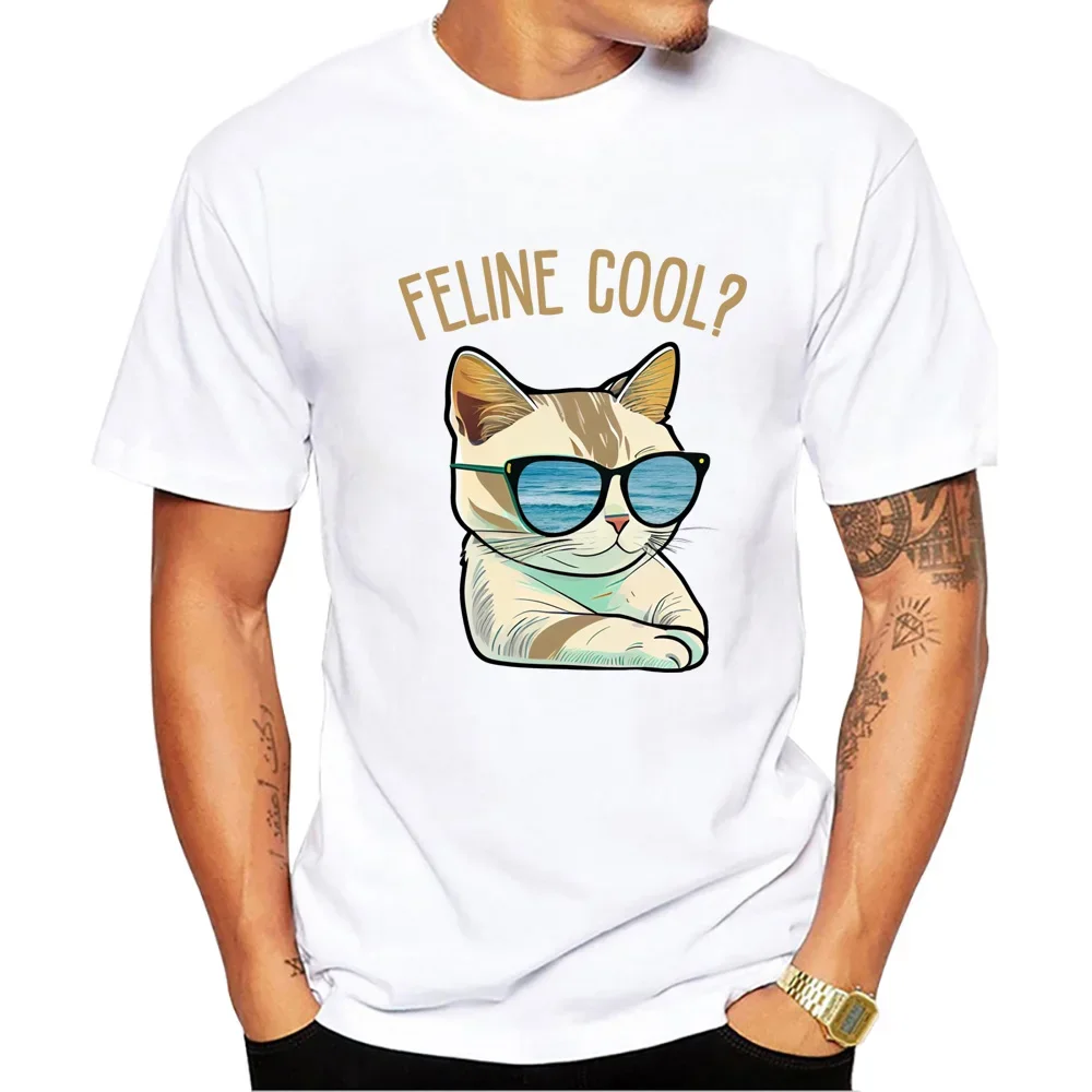 2023 Men's Fashion Feline Cool Cat Design T-Shirt Cool Creative Printing Tops