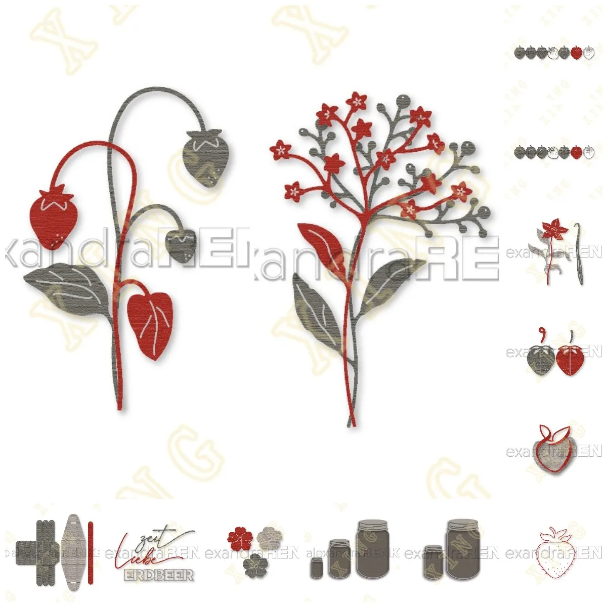 

Strawberry Branch Pair Flowers Metal Cutting Die Scrapbook Embossed Paper Card Album Craft Template Cut Die Stencils 2023 New