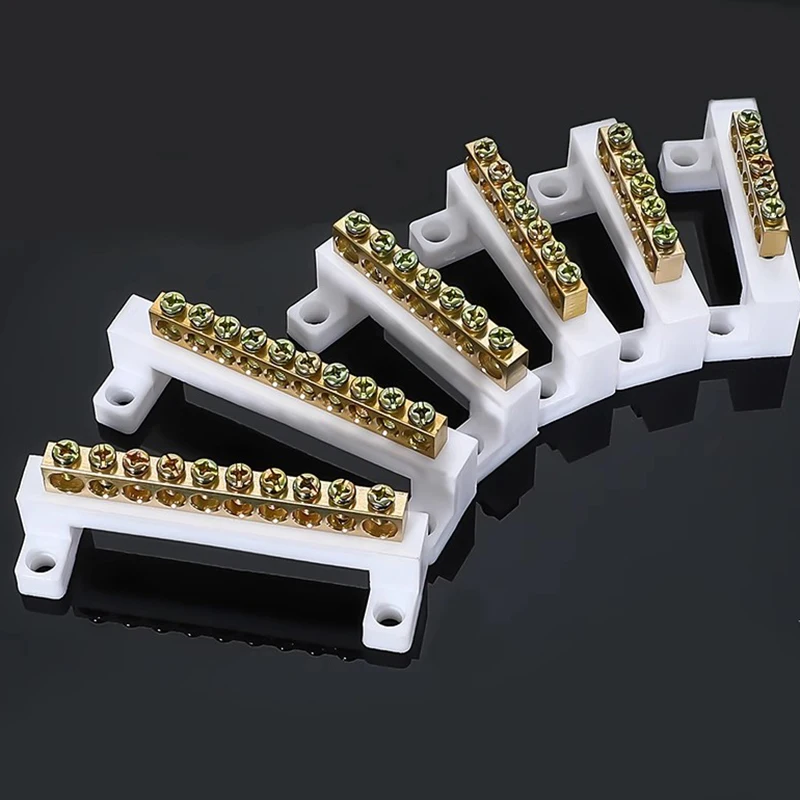 Zero Line Terminals High Bridge Type Copper Row Grounding Large Current 5/7/10 Pin Distribution Cabinet Screws Neutral Terminal