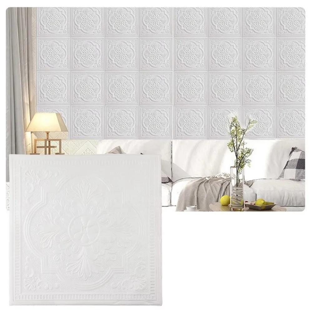 

35*35cm Self-adhesive Wallpaper Anti-collision Waterproof Wall Sticker Peel and Stick 3D Tile Brick Bed Room Decoration
