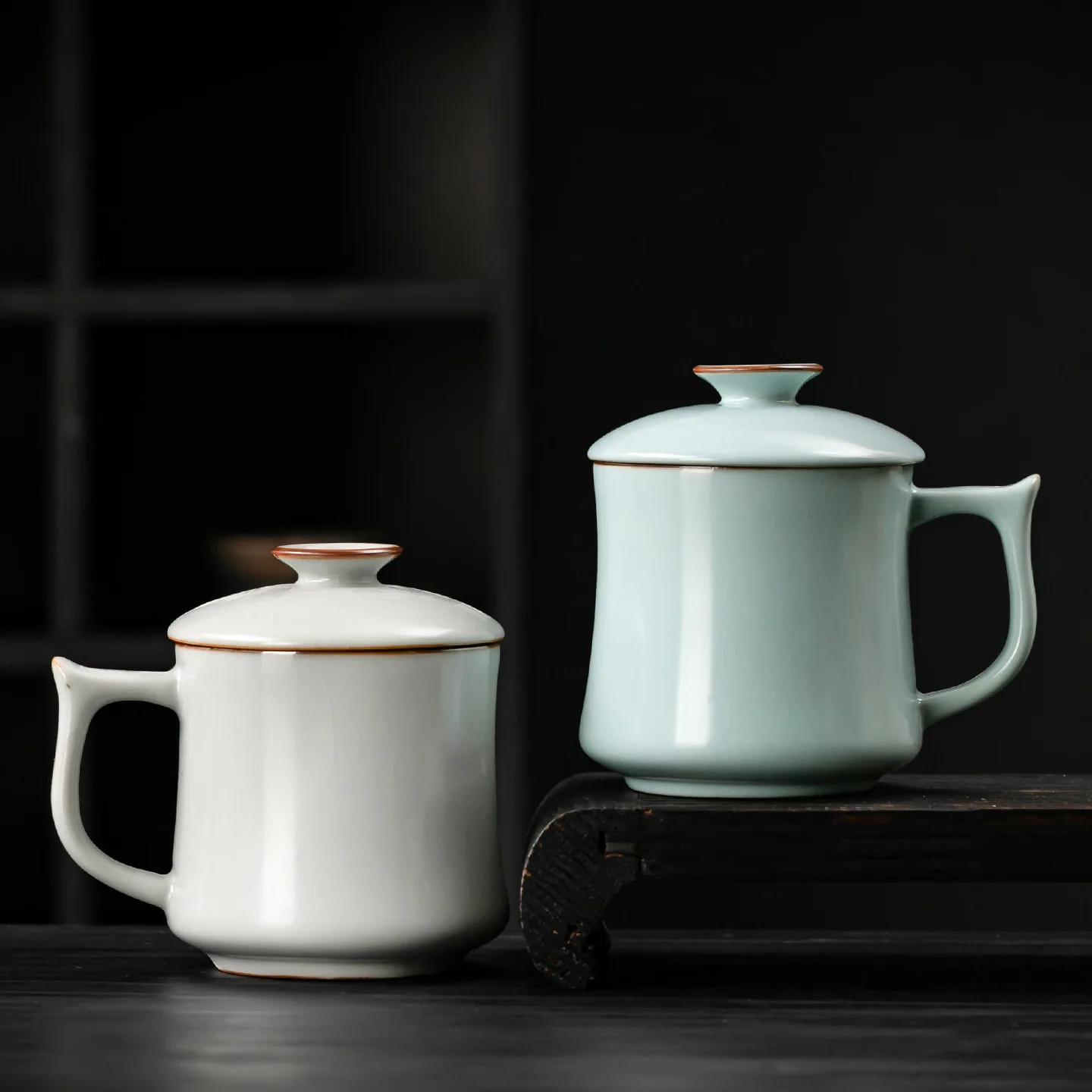 Ru Ware Cup Simple Tea Office Brewing Water Person Ceramic Mug with Lid Gift