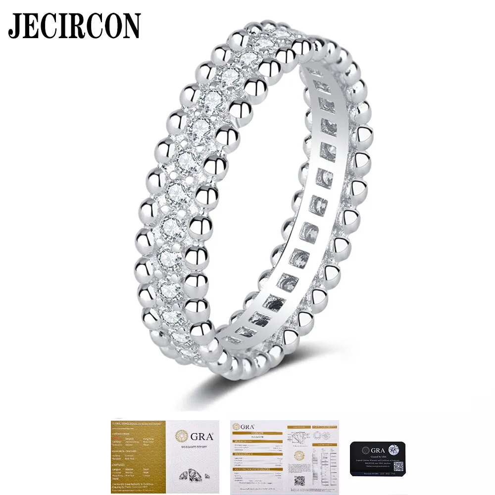 

JECIRCON Hot-selling Bead Edge Full Diamond Ring for Women S925 Sterling Silver Moissanite Kaleidoscope Star Ring Daily Jewelry