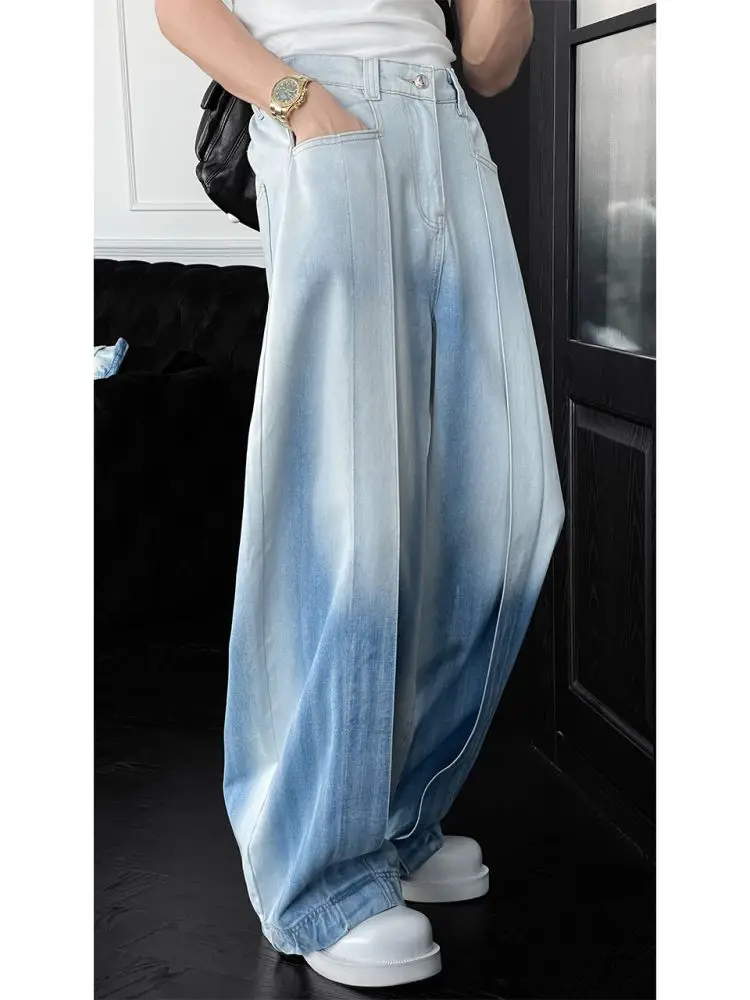 American Heritage Jeans 2025 Wide Leg Vintage Wash Unisex Oversized Denim Pants Artisanal Detailing Spring Summer Essential