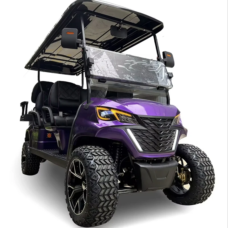 Brand new lithium battery golf cart full car chassis reinforced aluminum frame sightseeing solar 6 seat golf cart