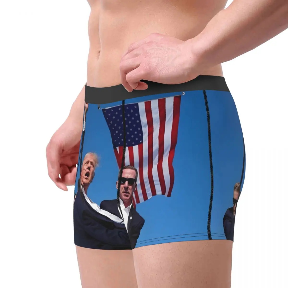 Aangepaste Troef Zal Terug Zijn Ondergoed Mannen Stretch Amerikaanse Rug Usa Boxer Slips Korte Broek Zachte Onderbroek Voor Homme