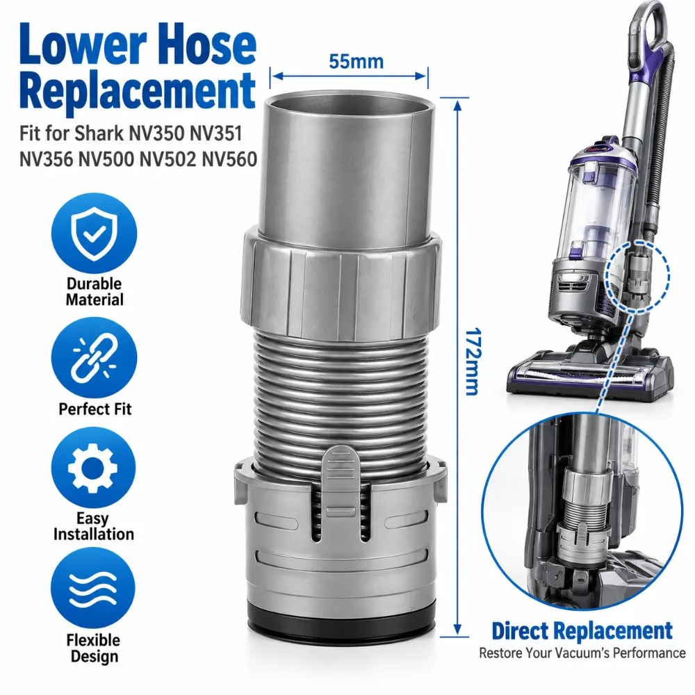 EVA Vacuum Cleaner Lower Hose Flexible Duct Grey Flexible Replacement Hose Durable Lower Hose Replacement for Shark