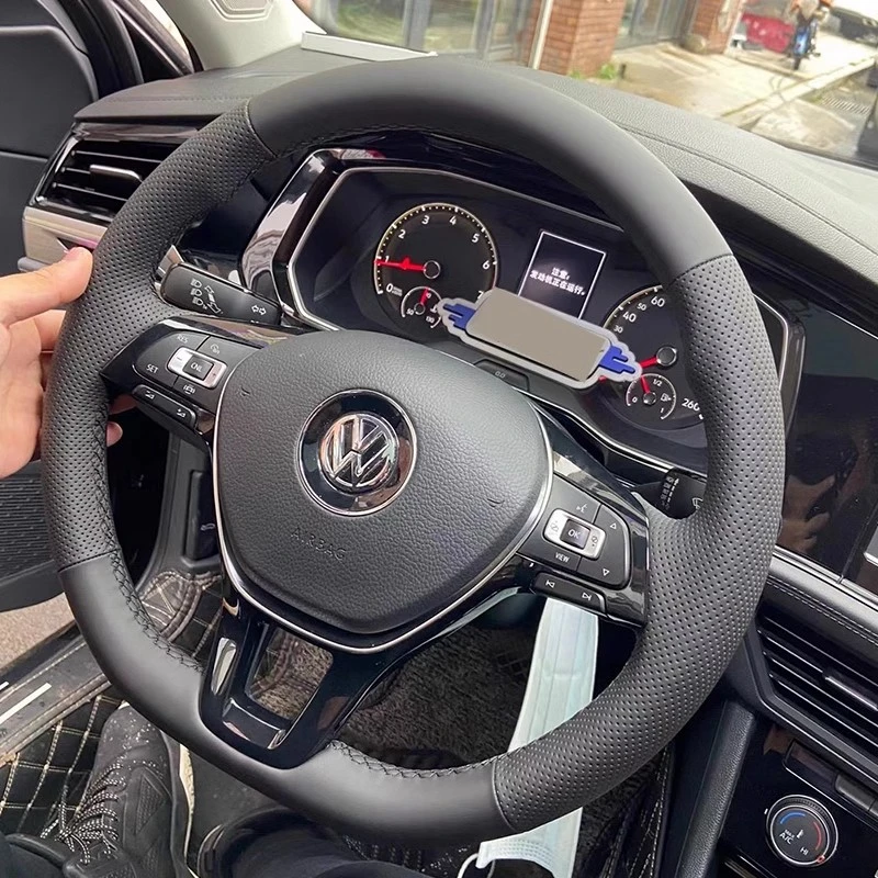 Car Steering Wheel Braid Cover Black Artificial Leather