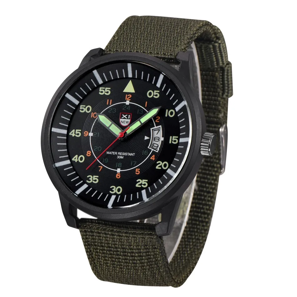 Military Mens Quartz Watch Black Dial Date Luxury Sport Wrist Watch