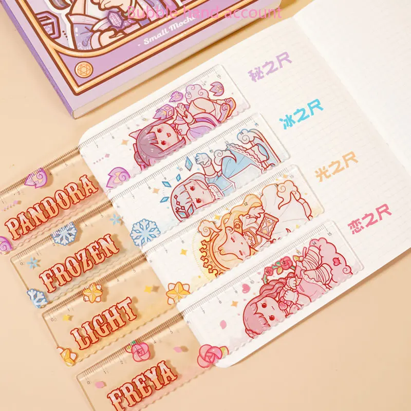 Little Mochi Magic Series Ruler Cute Hand Account Ruler Drawing Scale Ruler Acrylic 15cm Student Ruler Hand Account Sticker