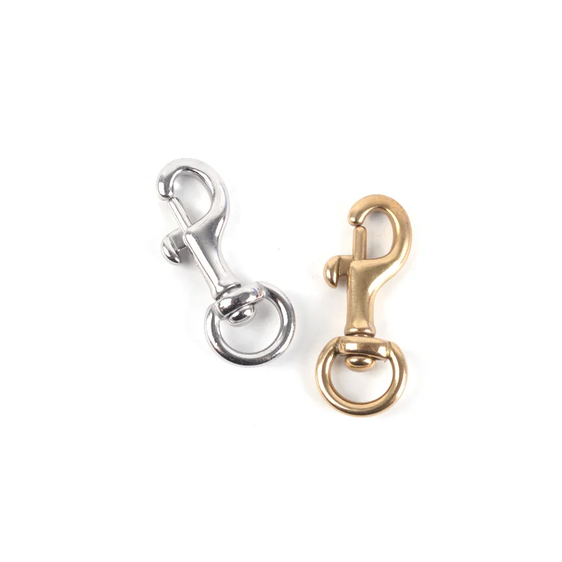 2-Pack Pure Brass Rotating Ring Bolt Clips, Backpack Hook Clips, Two Colors: Silver and Brass