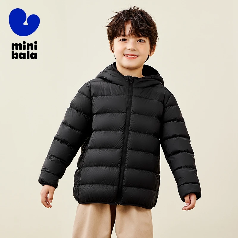 Mini Bala Thickened Warm Hooded Down Jacket for Boys and Girls Baby Stand Collar Down Jacket Outerwear