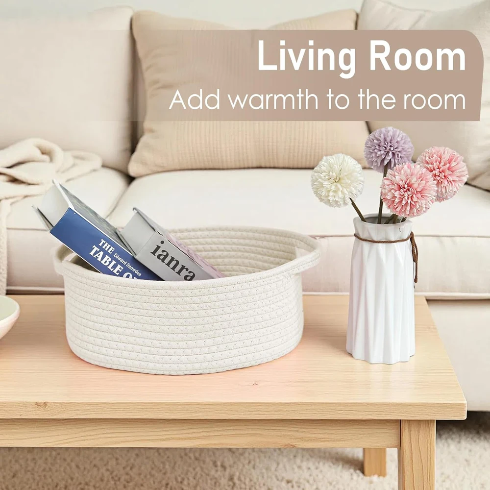 

Small Rope Storage Bin With Handles And Ribbon Bag Organizer For Shelves And Closets Empty Gift Basket For Birthday