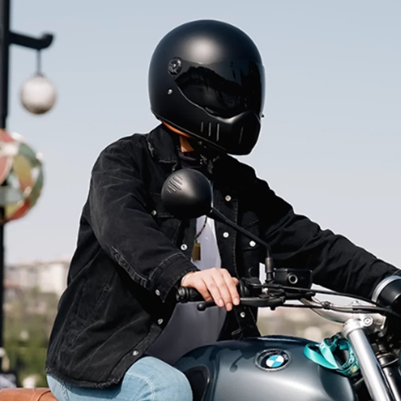 

Винтажный стиль, мотоциклетный крейсерский шлем со свиным носом и полным покрытием с большим портом для глаз для широкого поля зрения, безопасность, ветрозащита