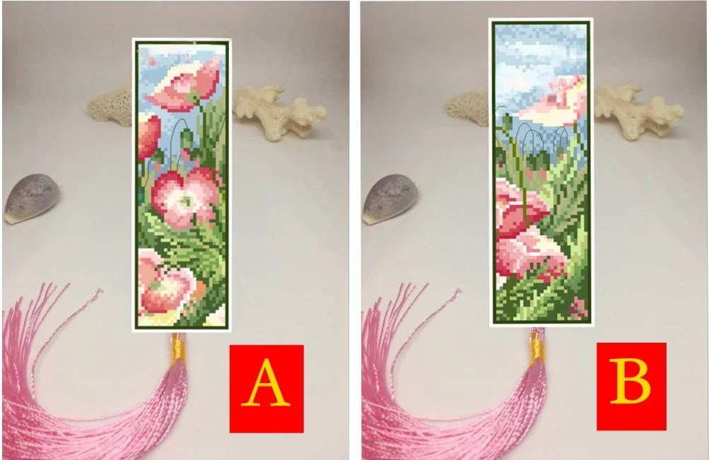 

Простые закладки для книг с вышивкой крестиком: Цветочные и пейзажные мотивы. Подарок ко Дню учителя. Набор для вышивания с маленьким узором. Современный набор для рукоделия из ткани для дома.