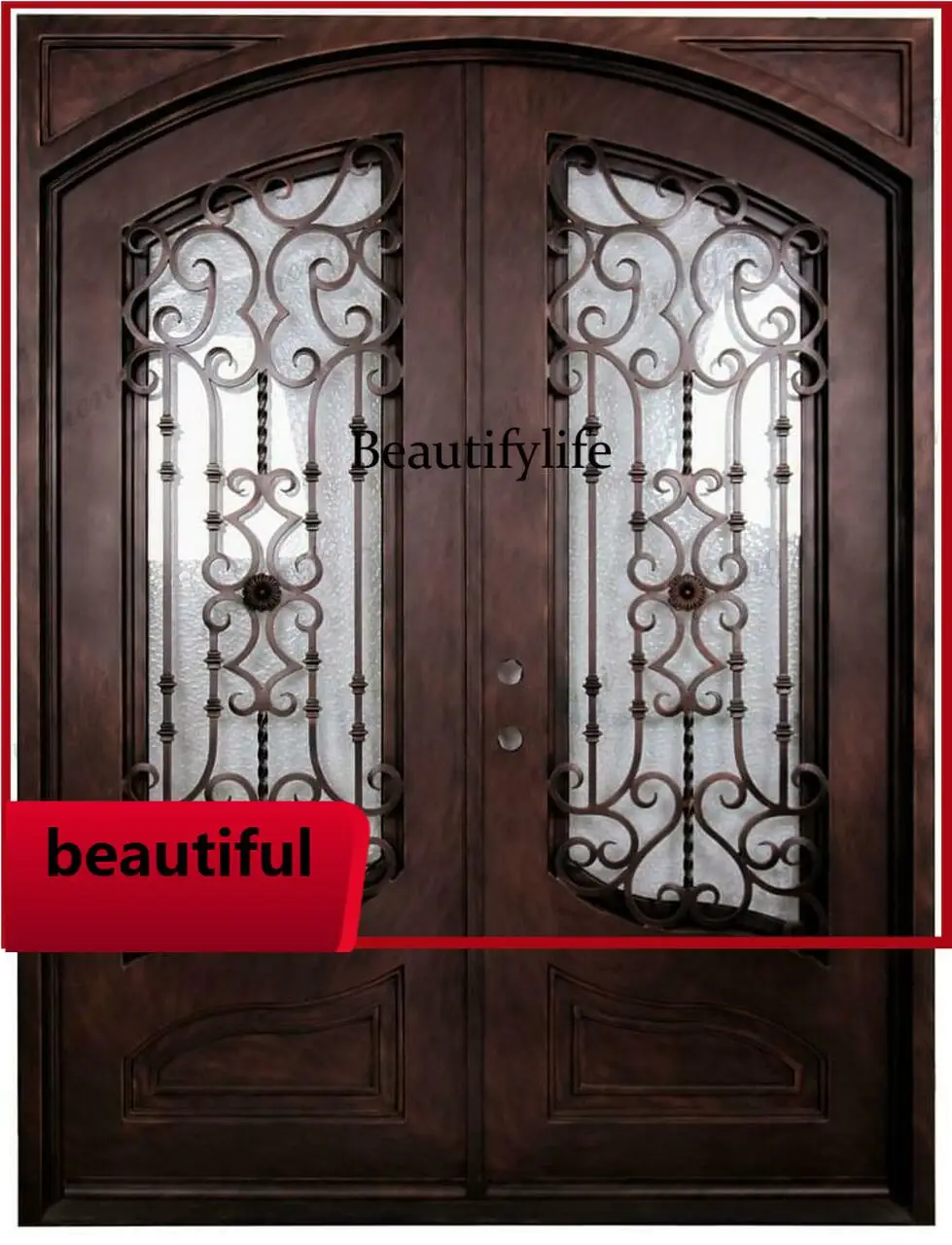 F181 Customization High Quality Modern Iron Double Door Simple Iron Door Design Wrought Iron Door