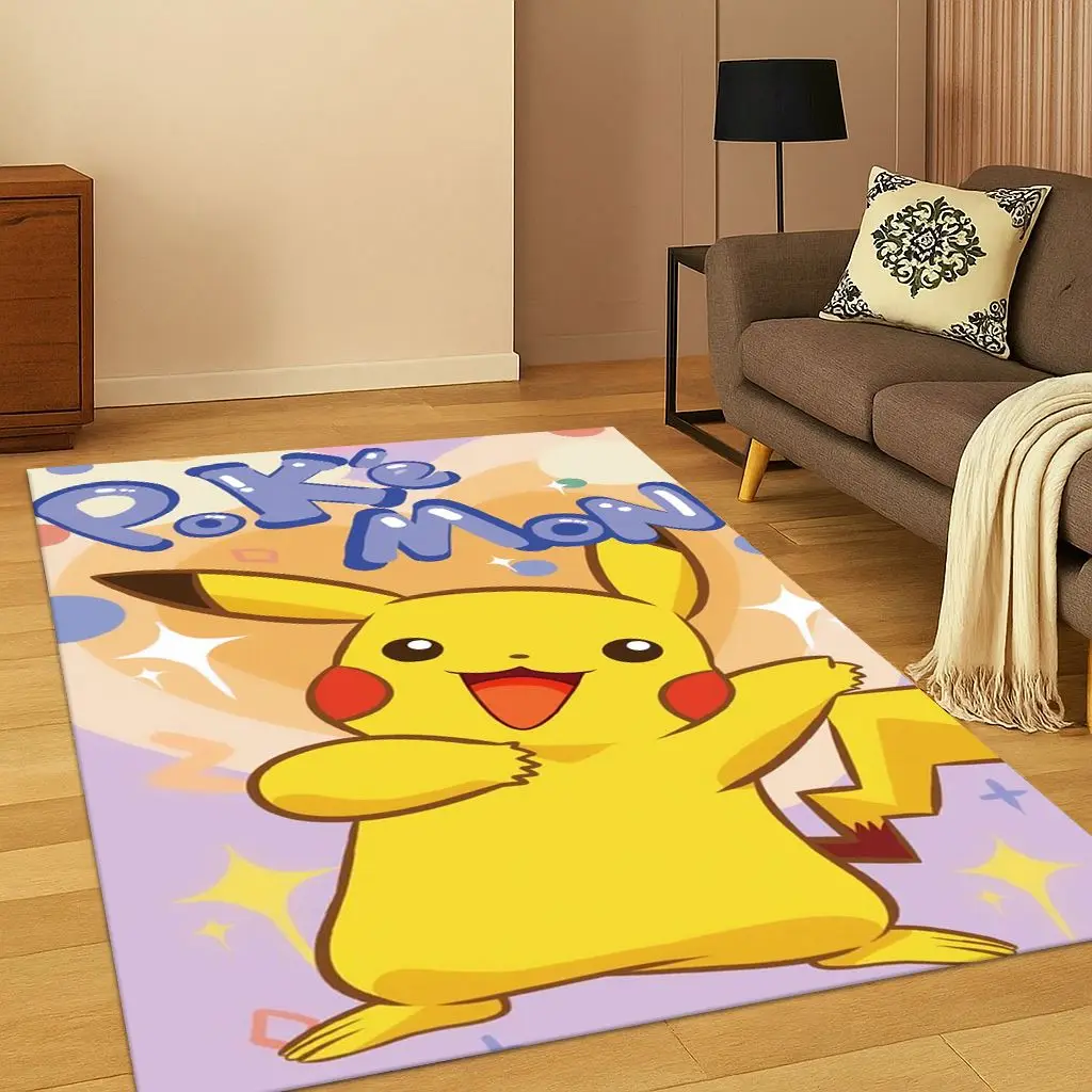 ポケモンピカチュウエルフモンスター漫画かわいい子供用カーペット敷物プレイルームリビングルーム寝室玄関マット装飾滑り止めプレイマットギフト