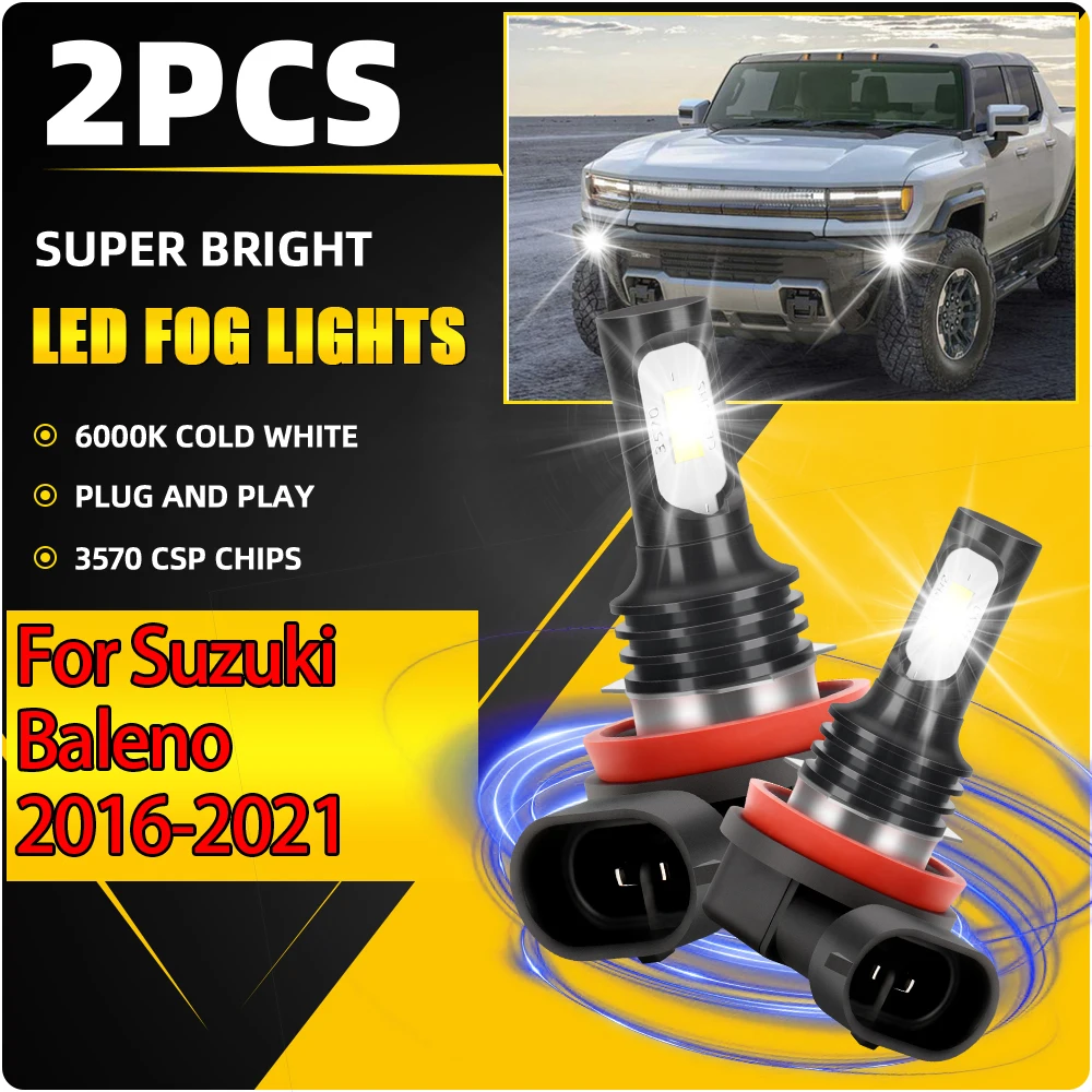 

2PCS H8 H9 H11 LED Fog Lamps 3570 CSP Chips Auto Front Fog Lights 20000LM High Power For Suzuki Baleno 2016 2017 2018 2019-2021