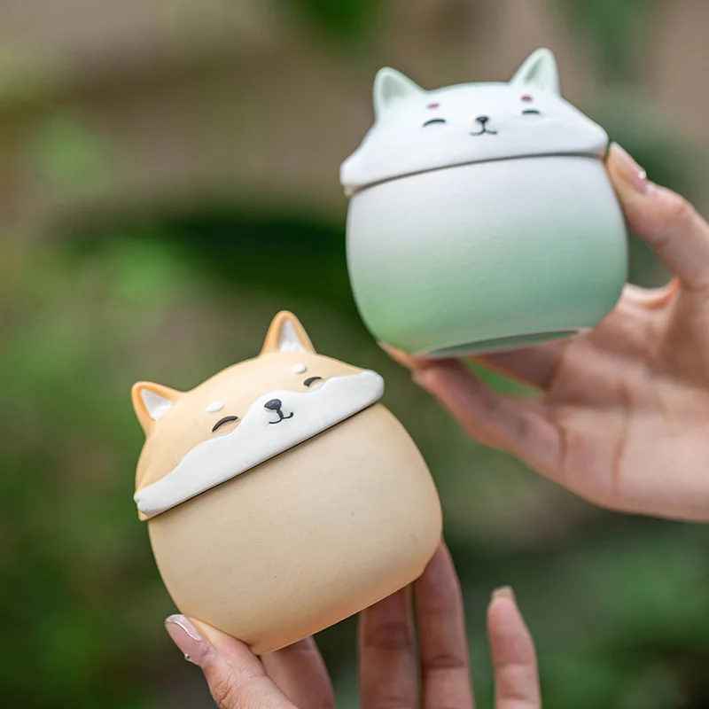 Memorial Cremation Urn for Pet Ashes, Dog Shape, Handcrafted, Decorative Urns for Funeral Cat, Shiba Inu Dog Urn, 200ml