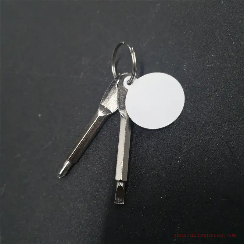 sublimation blank  bolt driver tool dad keychain with round Aluminium charm 20pcs/lot