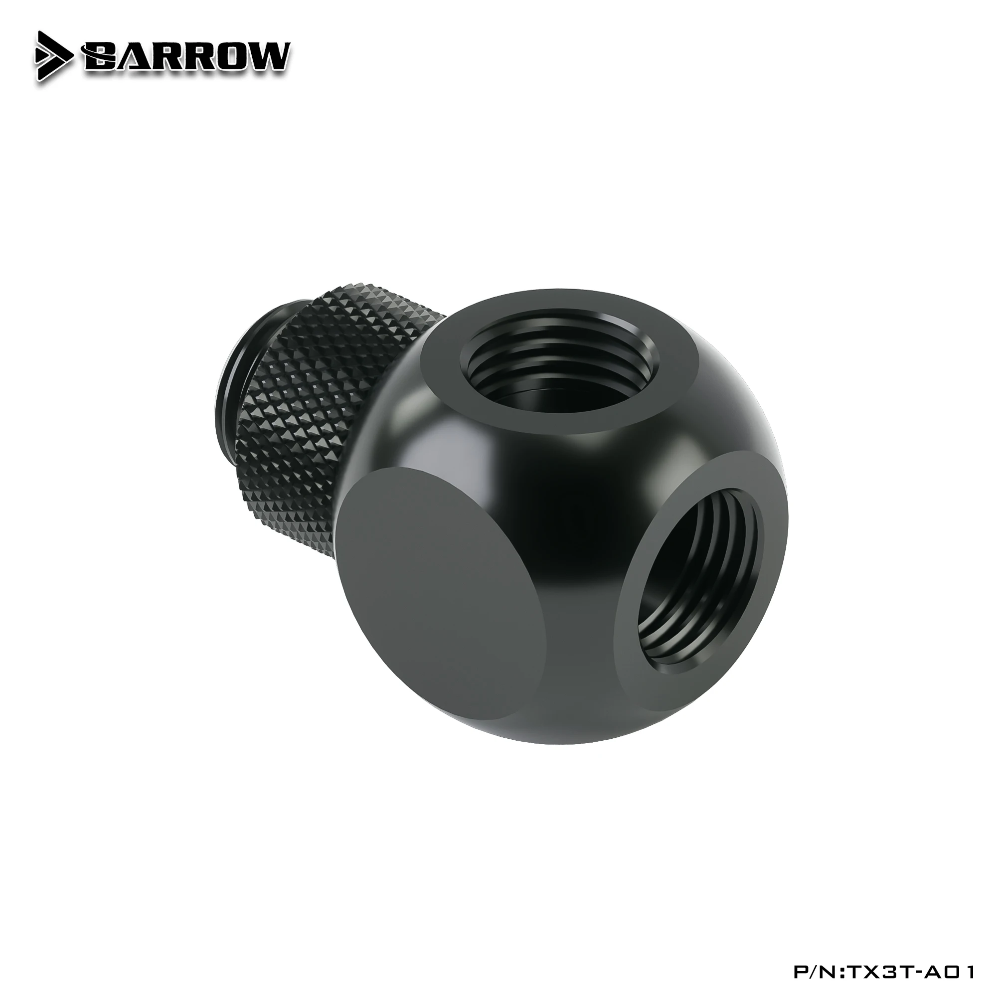 BARROW 3/4-weg sferische fittingen G1/4 schroefdraadadapter messing T-type roterende kogelkubusconnector voor pc-waterkoeling TX4T-A01