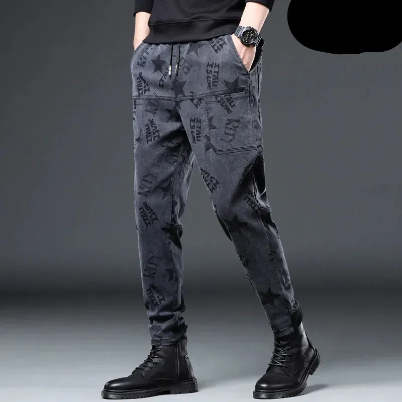 

Casual Pants Men's Jeans Spring And Autum Trend Pattern Pantalones Tipo Cargo Sports Pants Fashion Trousers For Men Harem Pants