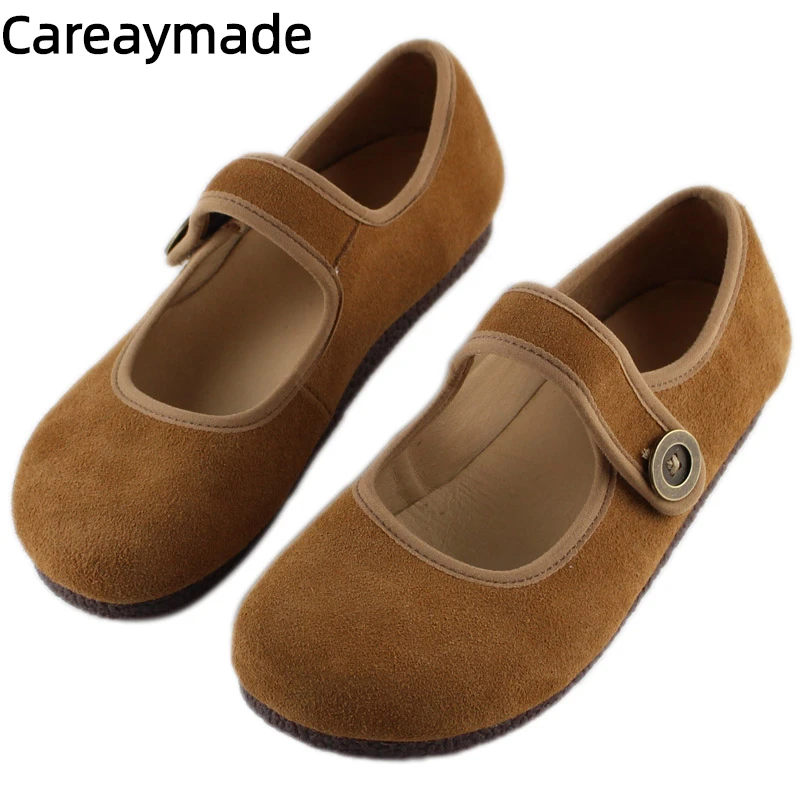 Careaymade-Genuine Leather Shallow mouthed women's shoes,artistic retro grandma  leather shoes Japanese style single shoes