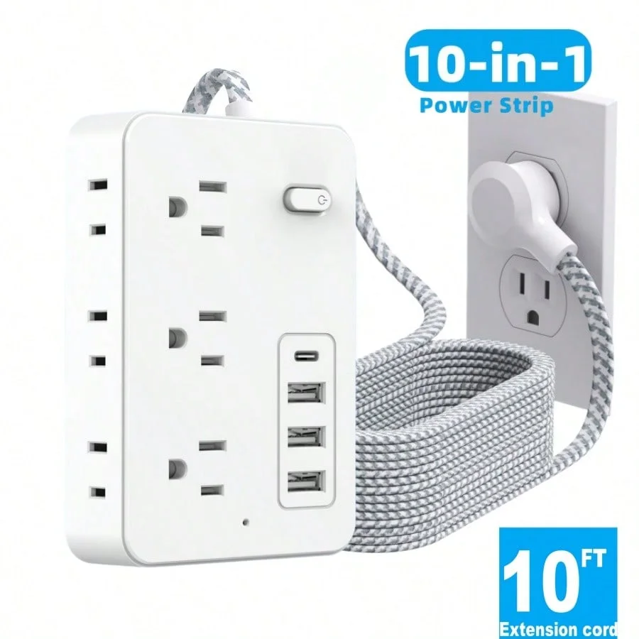 protetor-de-surto-10-em-1-com-6-tomadas-ac-4-usb-1-porta-tipo-c--extensor-de-tomada-compacto-de-5ft-com-multiplas-entradas-e-plugue-plano