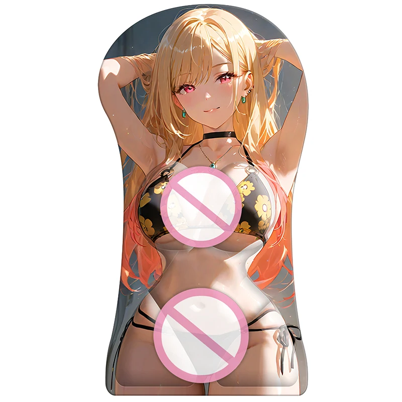 

3D коврик для мыши с большой грудью и большой грудью на заказ Marin Kitagawa, сексуальный милый коврик в стиле манга с запястьем Oppai, телесные соски, силиконовый коврик для бобов