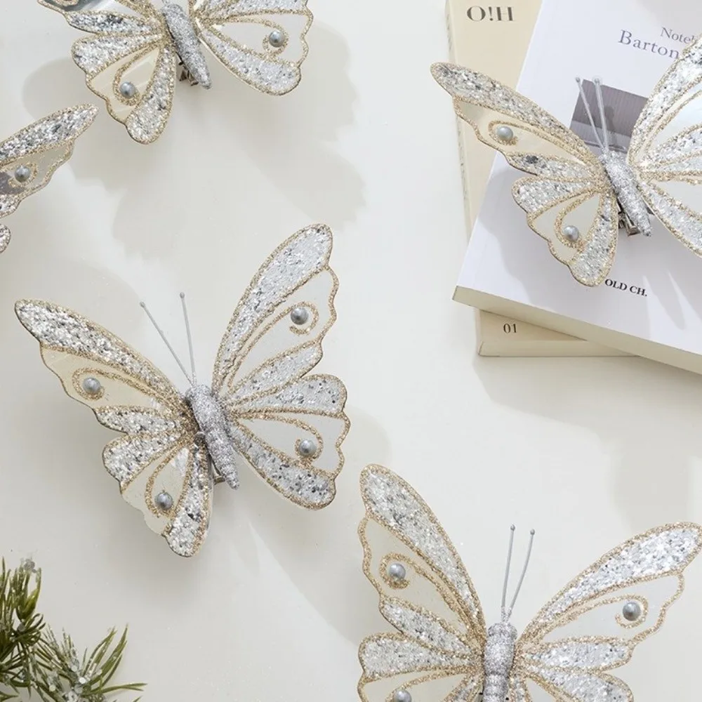 شبكة عيد الميلاد زهرة مزدوجة محاكاة الاصطناعي شجرة عيد الميلاد الديكور رائعة الترتر بريق شجرة ديكور حفلة المنزل