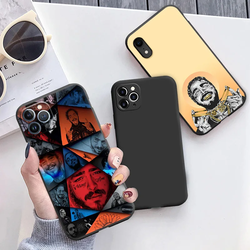 Матовый чехол для телефона iphone 15 Pro 14 13 12 Mini 11 8 7 6 6s Plus SE X XS Max XR Malone Beerbongs, мягкий черный Чехол