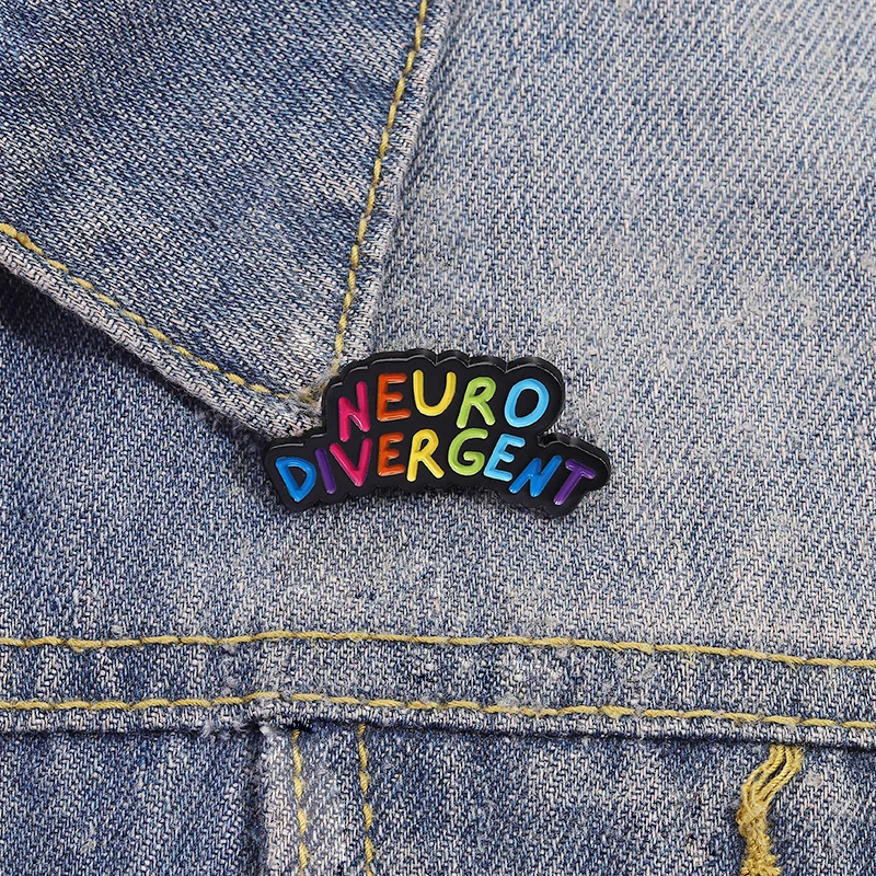 Broche en émail Arc-en-ciel Neurodivergente pour la Sensibilisation à l'Autisme, TDAH et à la Santé Mentale, Badge de revers de chemise, Bijou de mode, Cadeau pour amis