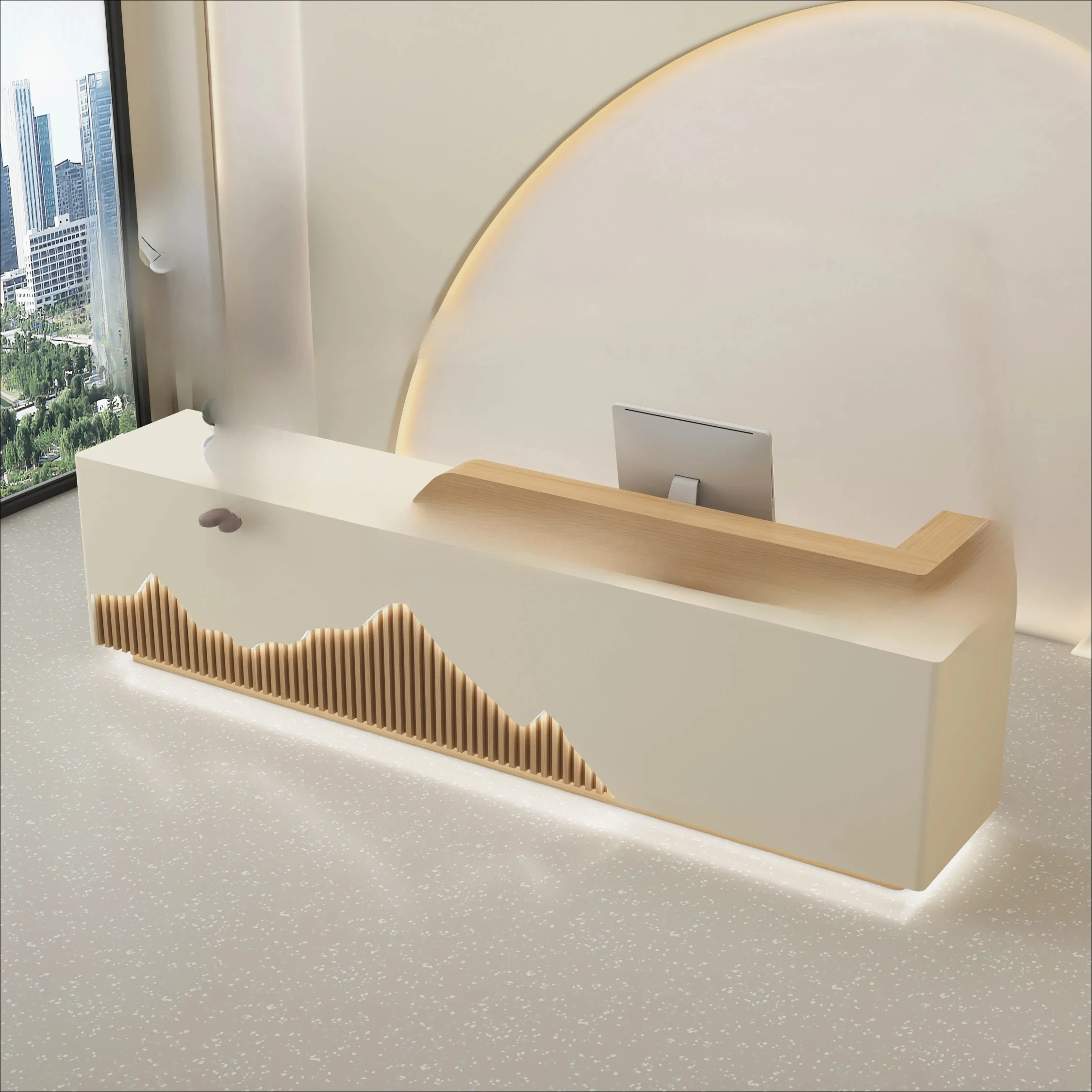 TT Company front desk reception desk log color training institution checkout page arc anti-collision