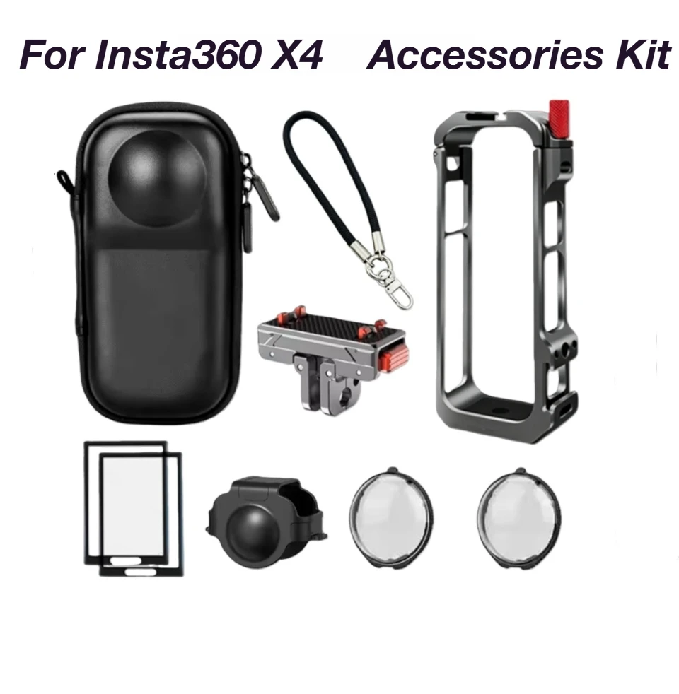 

Magnetic Cage Metal Protective Case for Insta360 X4 Accessories Camera Aluminum Alloy Frame Cage with Silicone Lens Cover