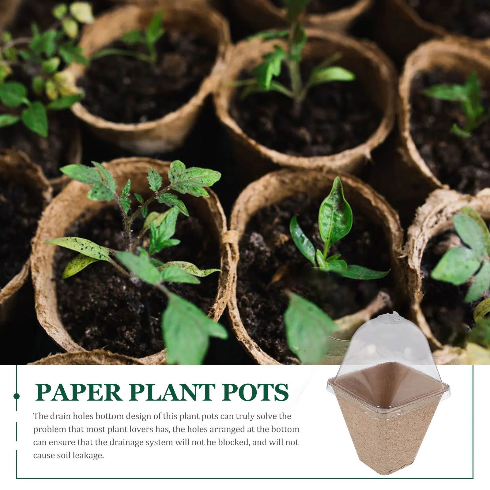 

10Pcs Seedling Starter Pot Kit Biodegradable Central Hole Nursery Gardening Pots Domed Lids Plant Starter Cups for Seedling