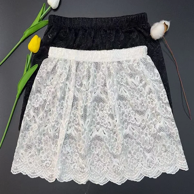

Japanese and Korean Mori Girl Style Exquisite Floral Lace Layered Skirt Autumn Spring Versatile Layered Half Skirt