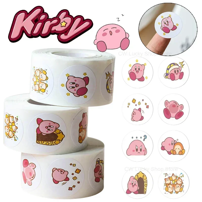 500 sztuk Kirby Cartoon naklejki 2.5cm okrągła etykieta uszczelniająca pieczęć do kopert naklejka do albumu DIY uroczy prezent dekoracje etykiety naklejki