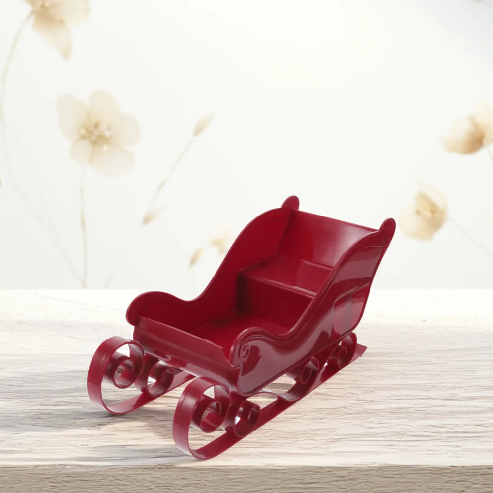 

2Pcs Festive Red Sleigh Decoration Metal Christmas Sleigh Bowl for Table Desk Shelf Holiday Party Decorations Mini Sled Ornament