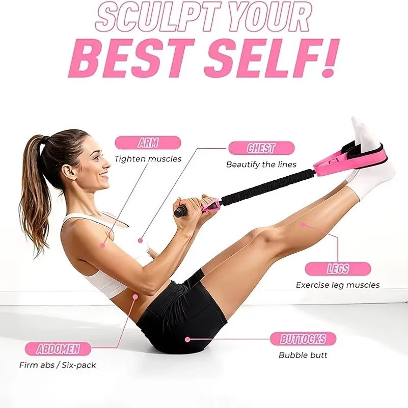 Durable Foot Pedal Tension Strap (With Handle), Thick Latex Tube+Soft Foam Foot Pedal, Sit Up Fitness Equipment, Suitable for Ab