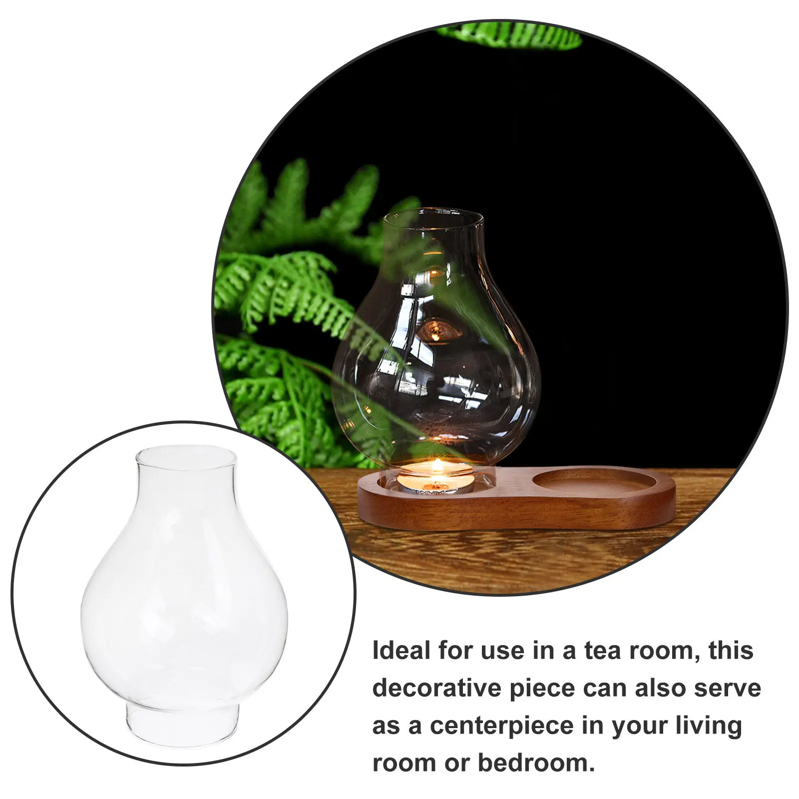 Handblown Clear Round Vintage Hurricane Glass Lamp Chimney Shade for Oil Lamps Windproof Indoor Outdoor