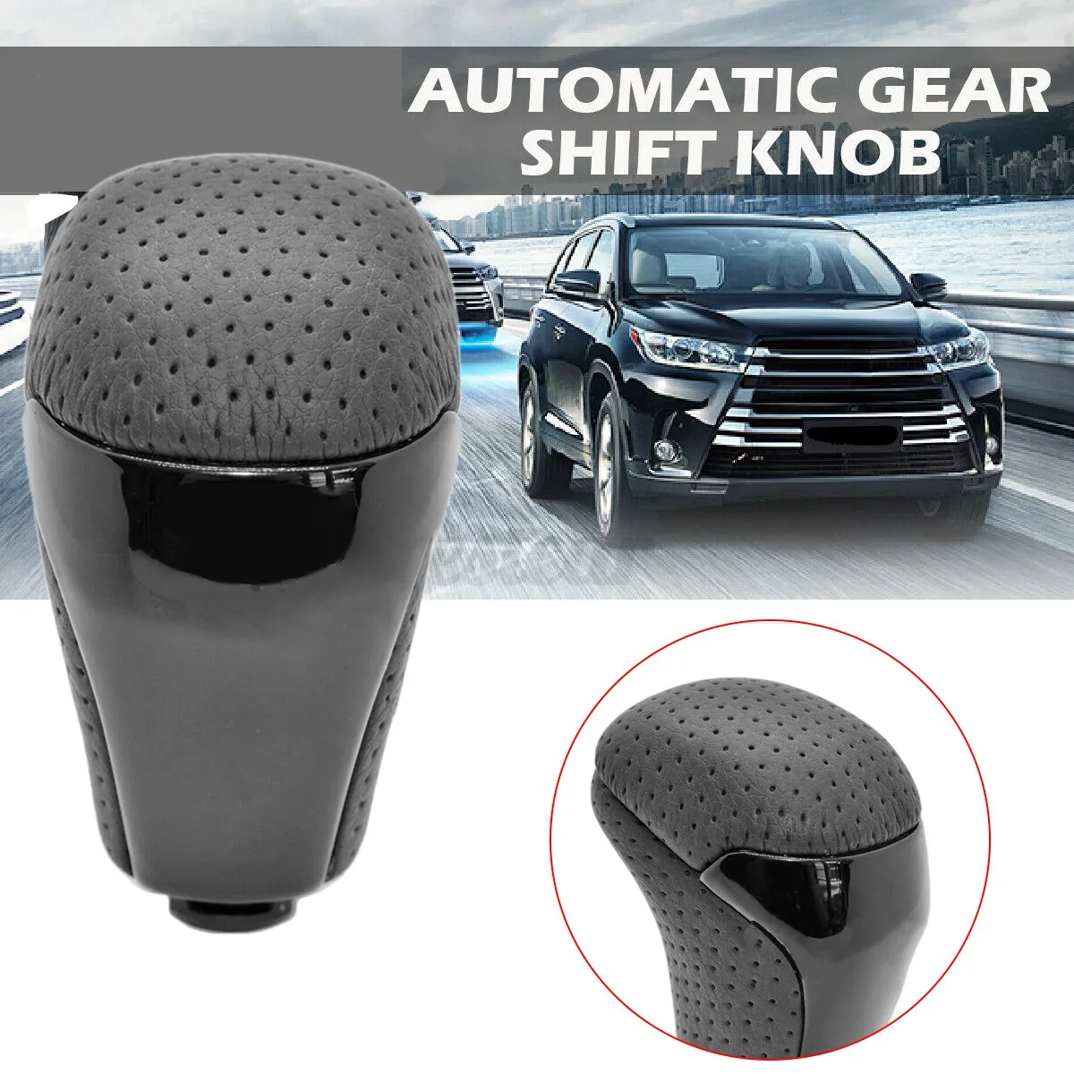 Car Pu Leather Gear Shift Knob for Toyota Highlander Tacoma 2017-2019