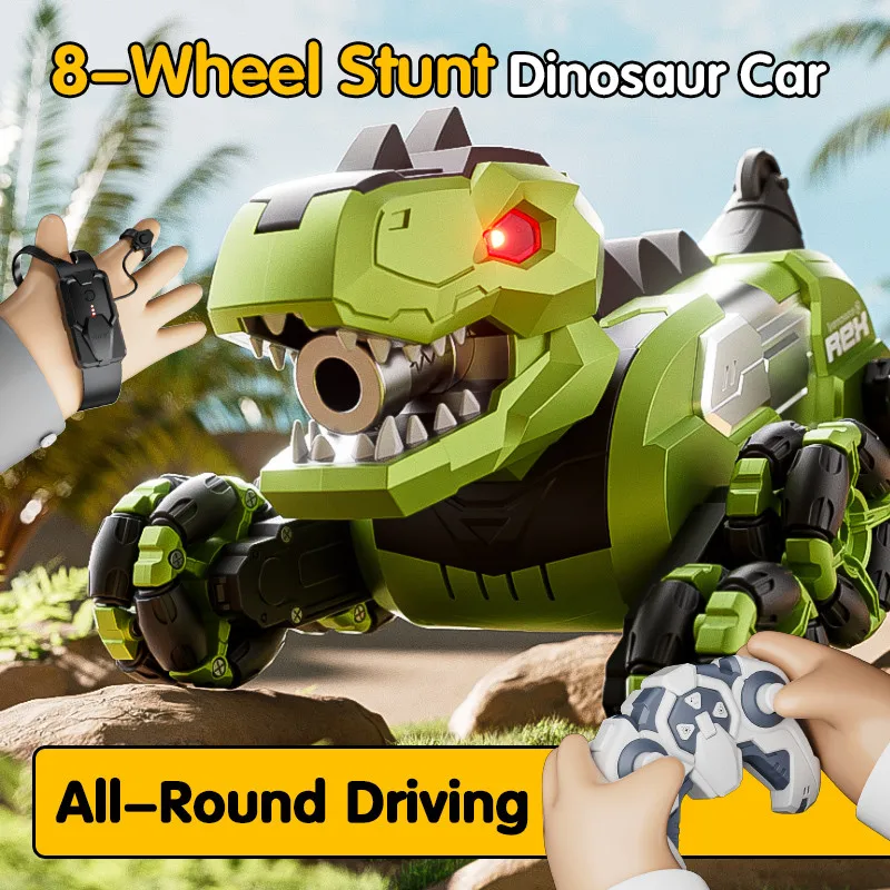 Y12 Dinosaur Remote Control Cars 8WD RC Stunt/Gesture Sensing RC Drift Car with LED Light and Spray Electric Children Toys Gifts