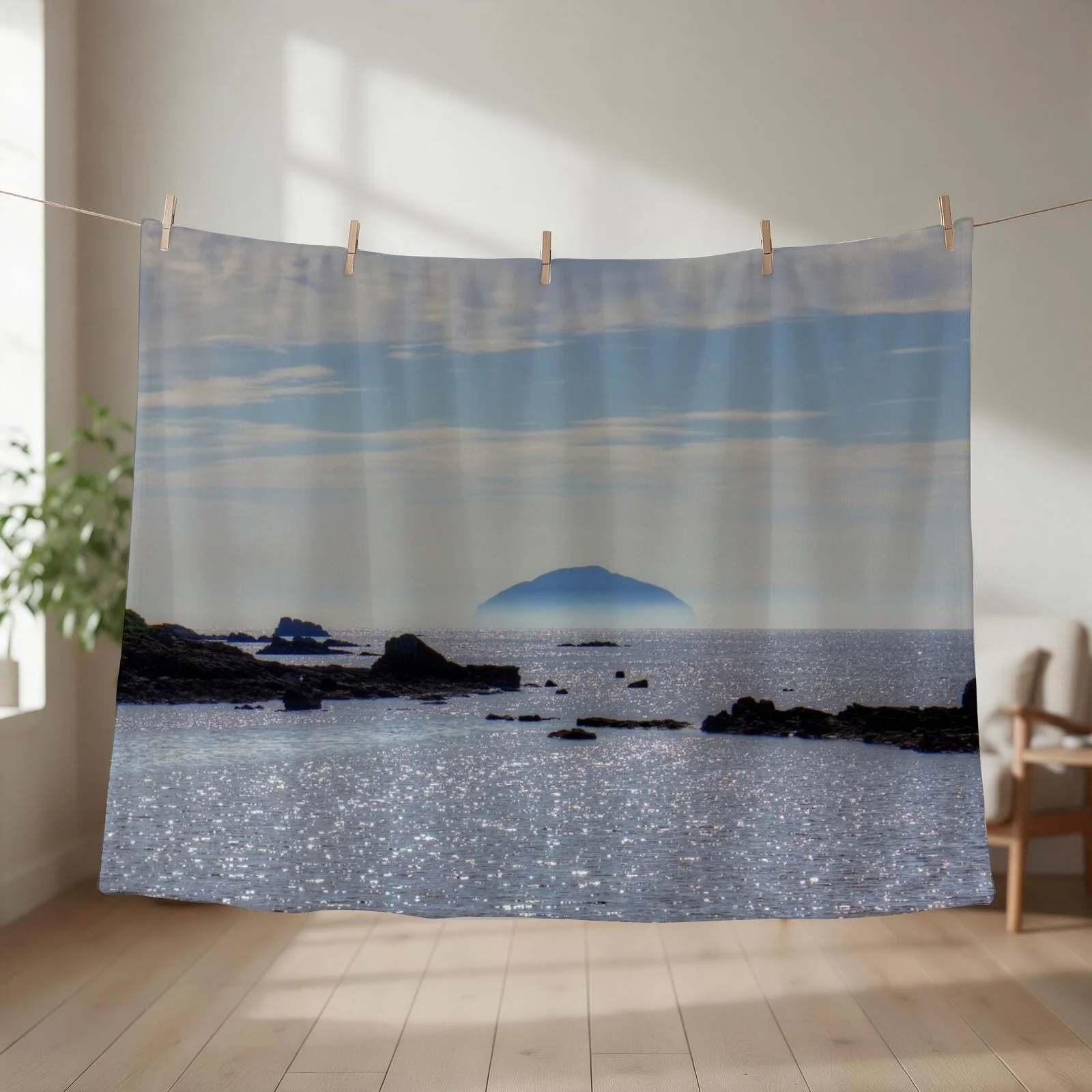 Ailsa Craig in Mist Throw Blanket couch cozy soft plush fuzzy picnic outdoor blanket