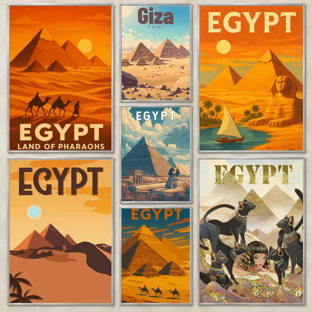 Historic Travel E-Egypt Poster Self-Adhesive Wall Art HD Print For Dorm Teen Room Decor Gift