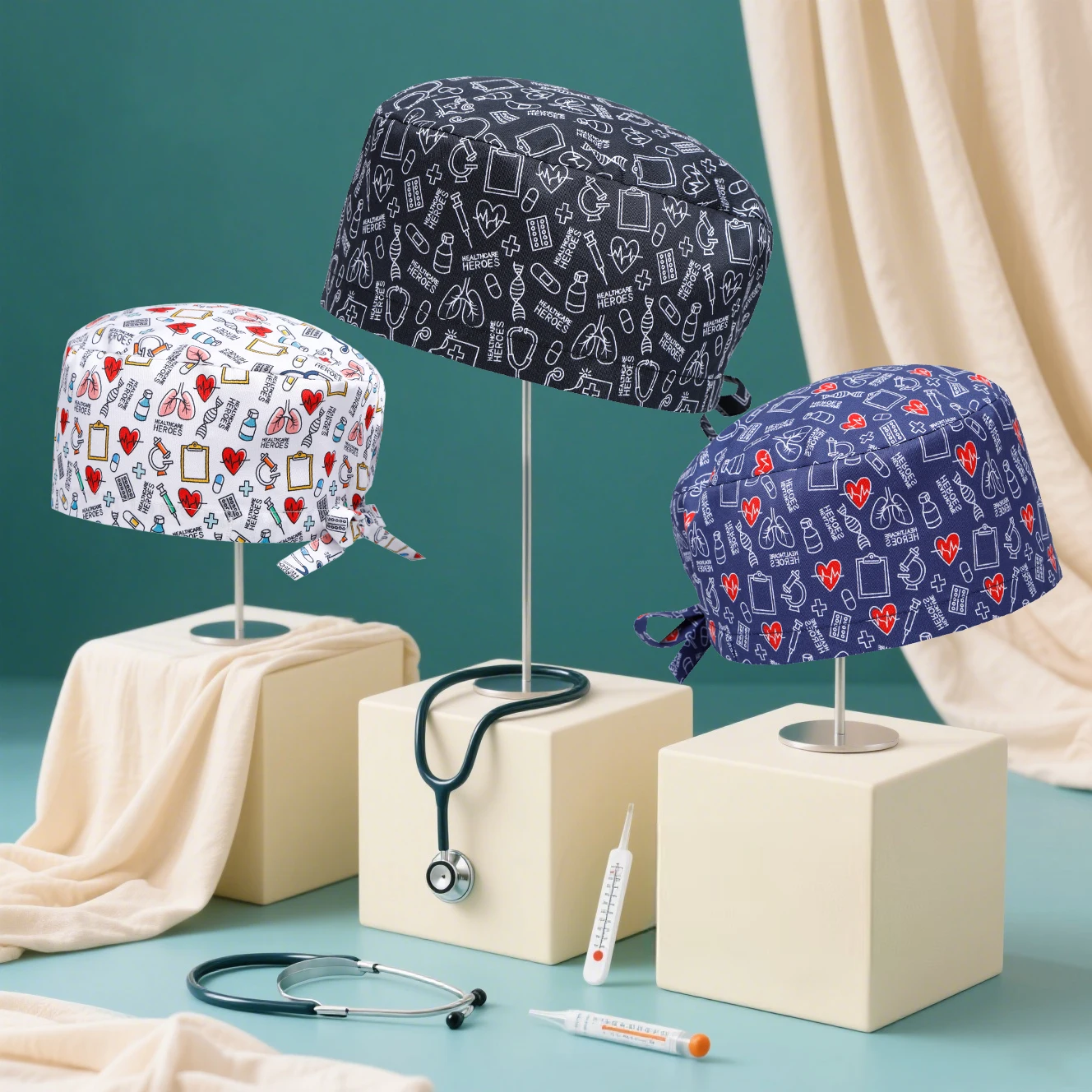 نمط القلب الشعر القصير النساء قبعة العمل قبعات التمريض للرجال قبعة قابلة للتعديل F1203 #2