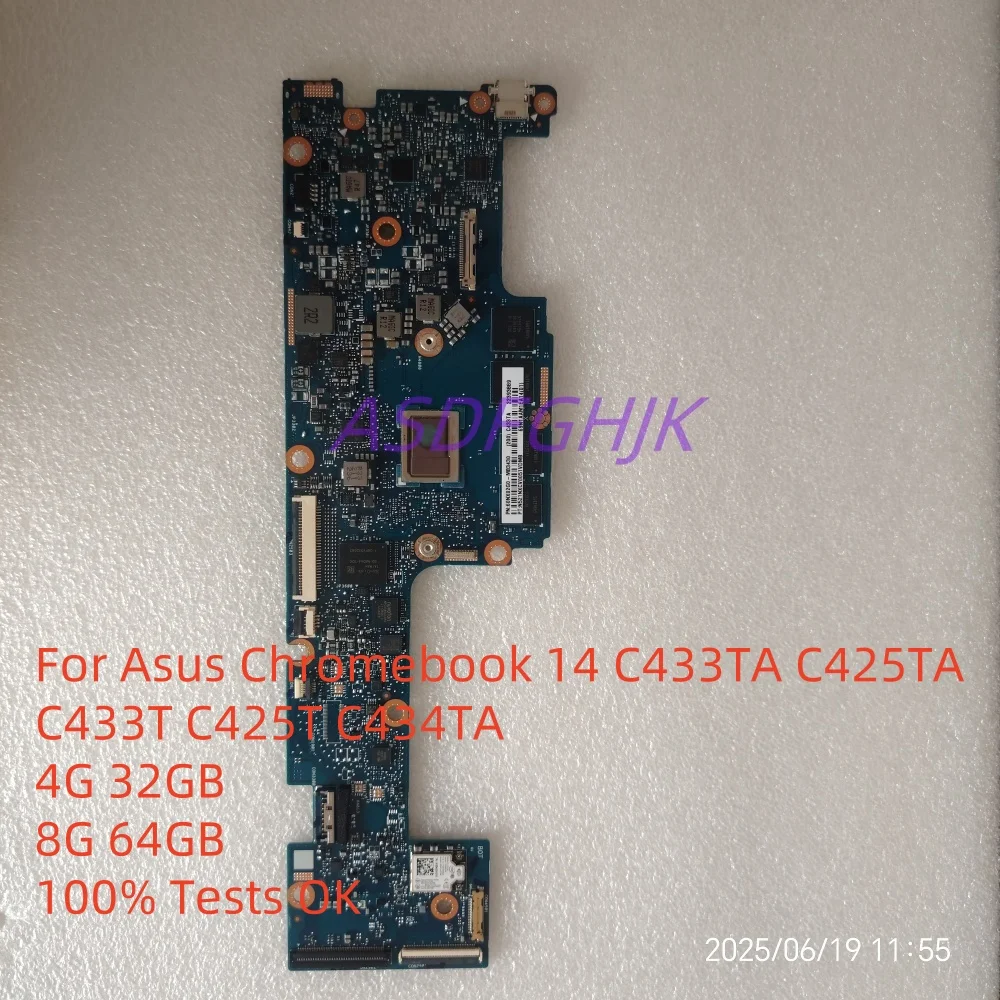 

Original For Asus Chromebook 14 C433TA C425TA C433T C425T C434TA Motherboard 4G 32GB 8G 64GB m3-8100Y Fast Shipping
