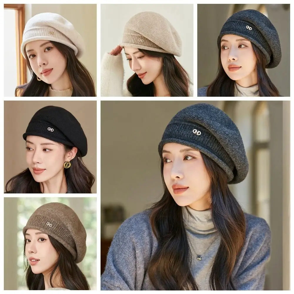 Casual Korean Style Wool Beret Newsboy Cap Artist Hat Knitted Hat Painter Hat Octagonal Hat Wool Cap Outdoor