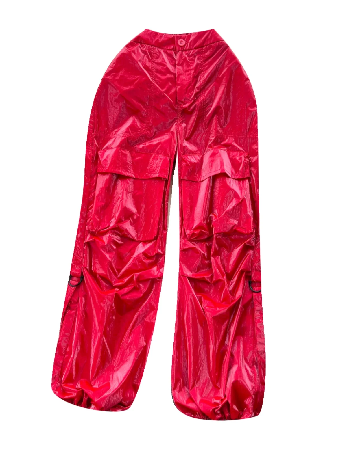 Plones informs de pierna ancha hoados Retro americanos para mujer, plones de pierna recta con superficie brillan...