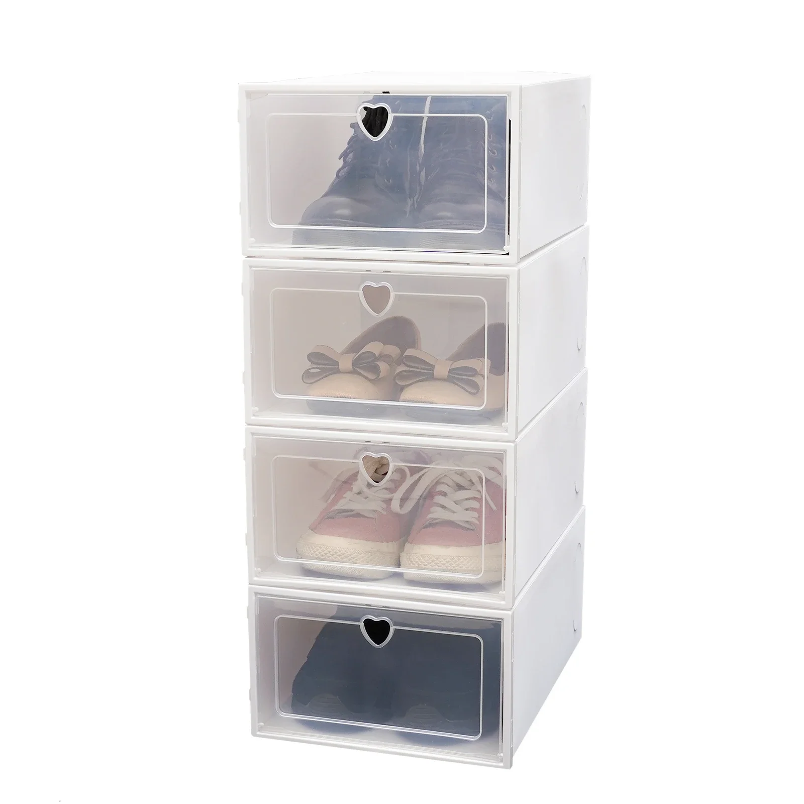 

20-Pack Stackable Plastic Shoe Storage Boxes with Side Open Flap, Large Clear Shoe Containers for Closet Organization