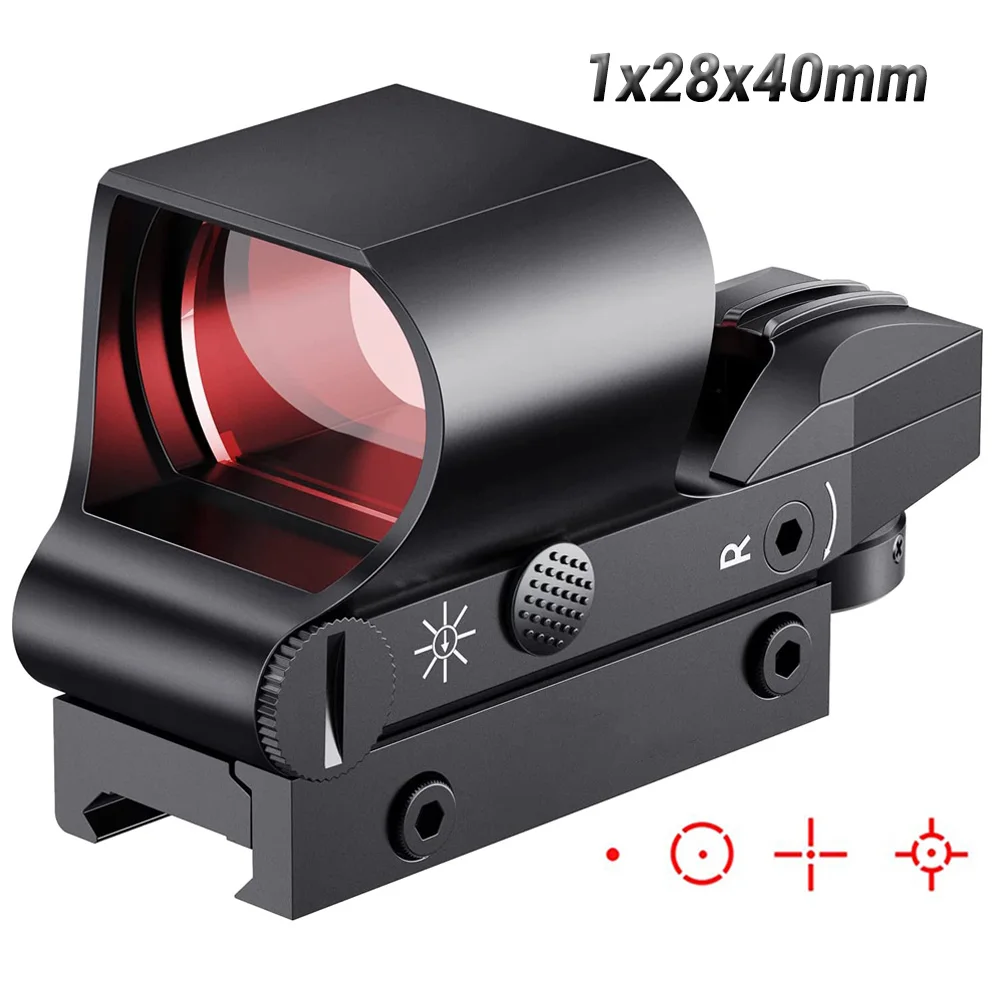 1x28x40mm Tactical Red Dot Sight Riflescope Hunting Scope Red Projected Dot Sight Reflex 4 Reticle Scope Sight for 11/20mm Rail