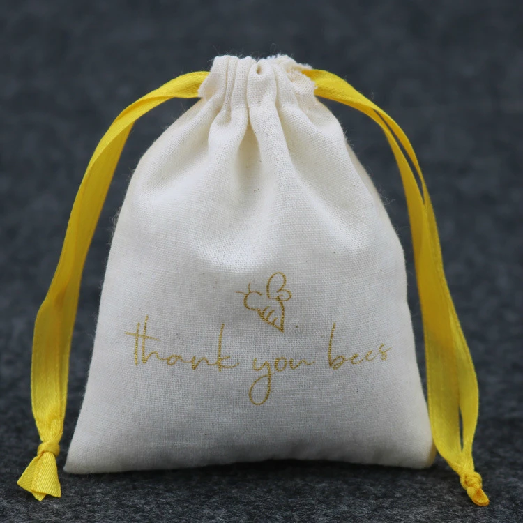 

Linen Gift Bags Packaging Jewelry Cosmetic Wedding Party Candy Sachet Cotton Linen Drawstring Pouches Storage Sachet Print Logo